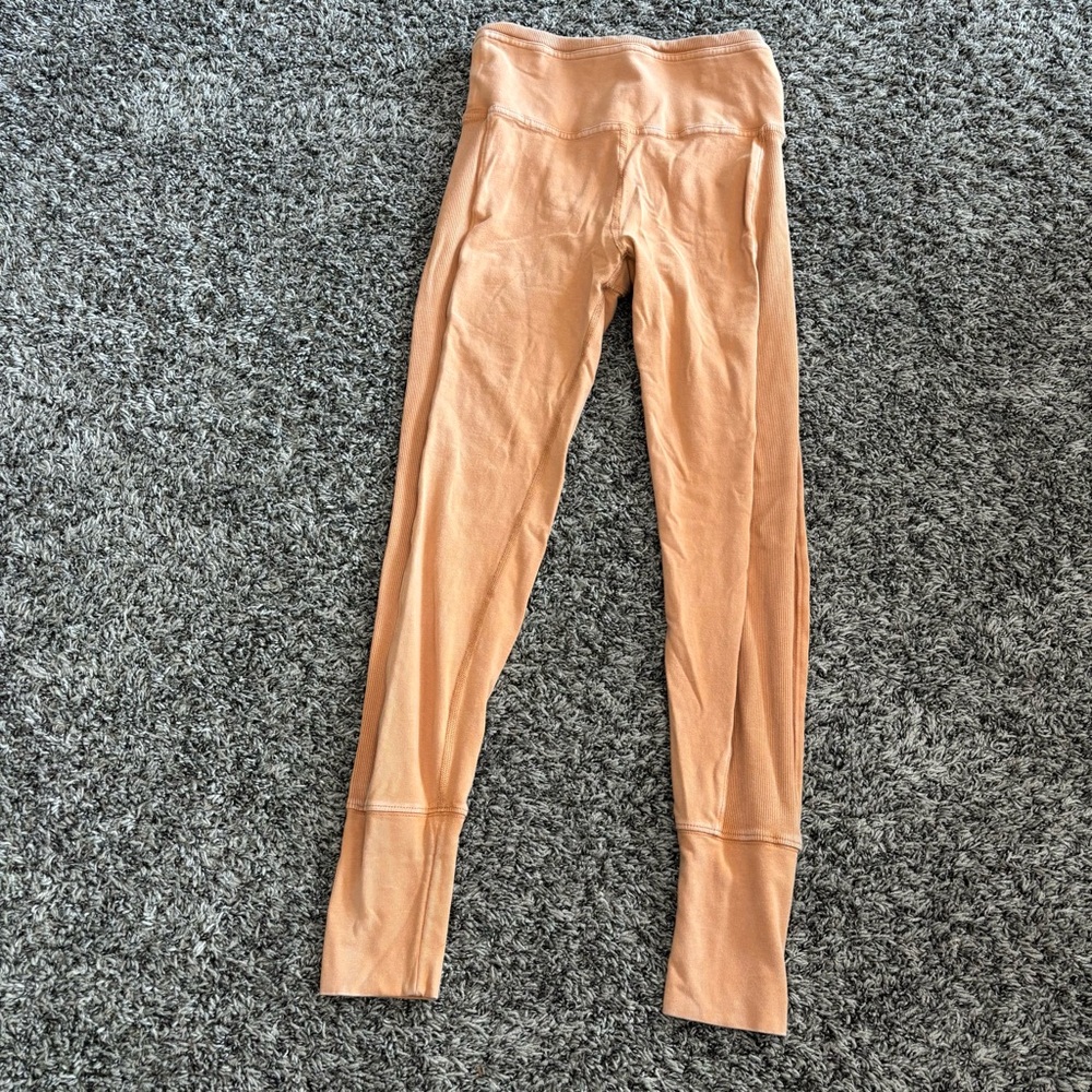 Free People Movement High Rise Rust Ribbed Leggings Size XS